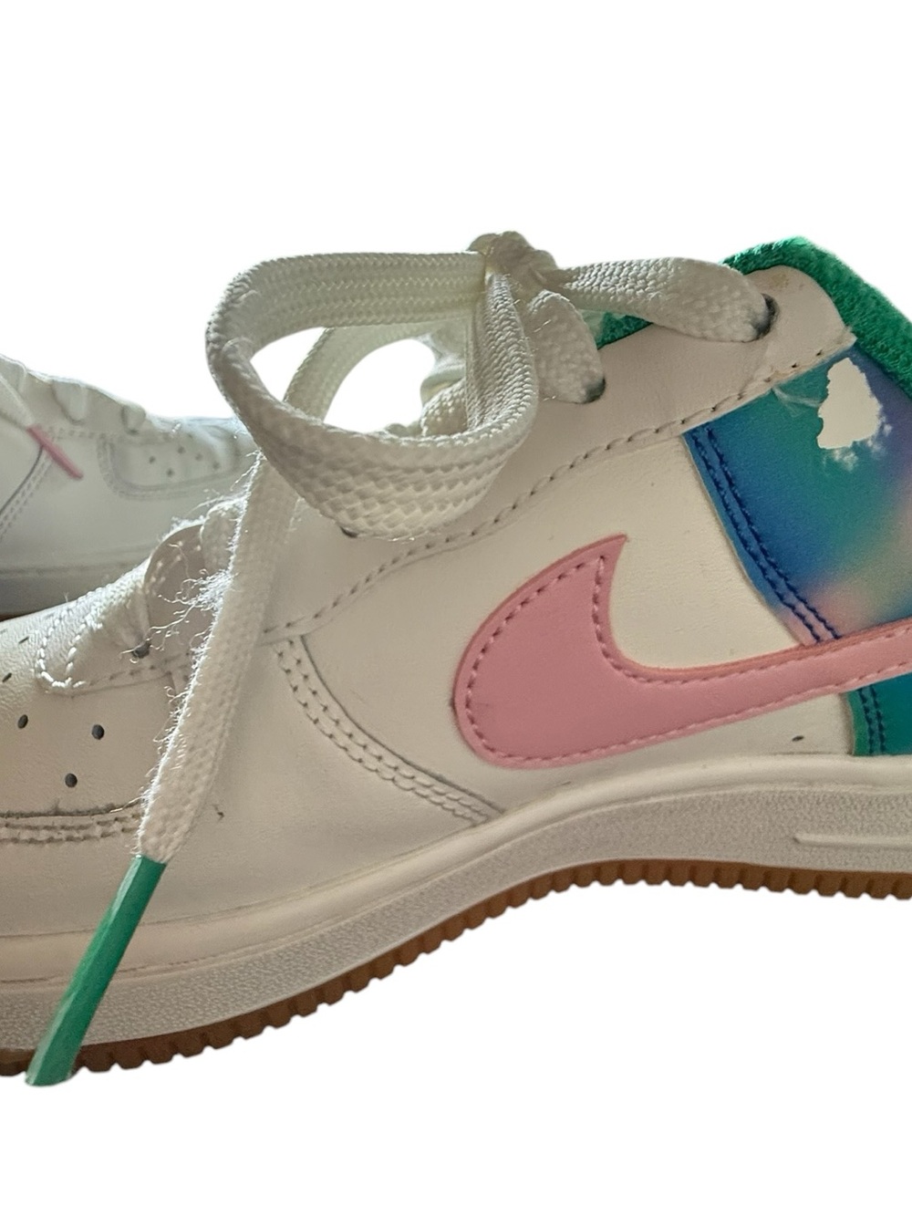 Nike Air Force 1 pink and green colorblock 5.5Y